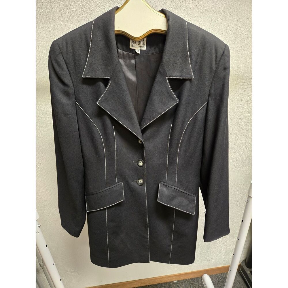 Script Women's Black Tailored Blazer Jacket